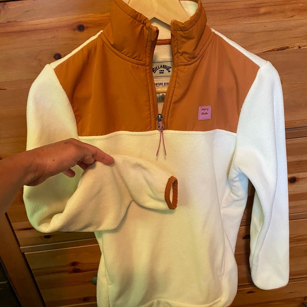 Billabong Cream and Rust Zip-Up Fleece Pullover XS. - Picture 5 of 10